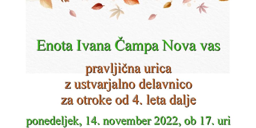 Pravljična urica z ustvarjalno delavnico v Novi vasi