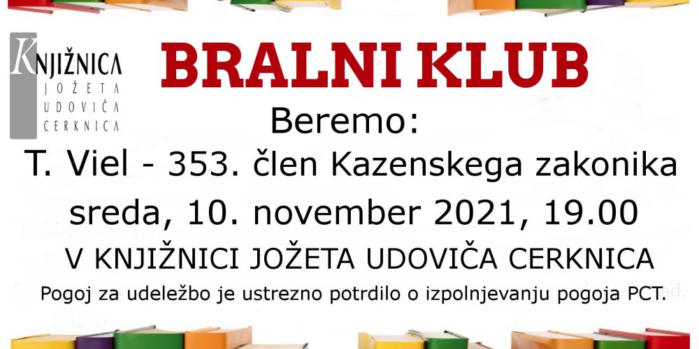 PRESTAVLJENO – Bralni klub: T. Viel – 353. člen Kazenskega zakonika